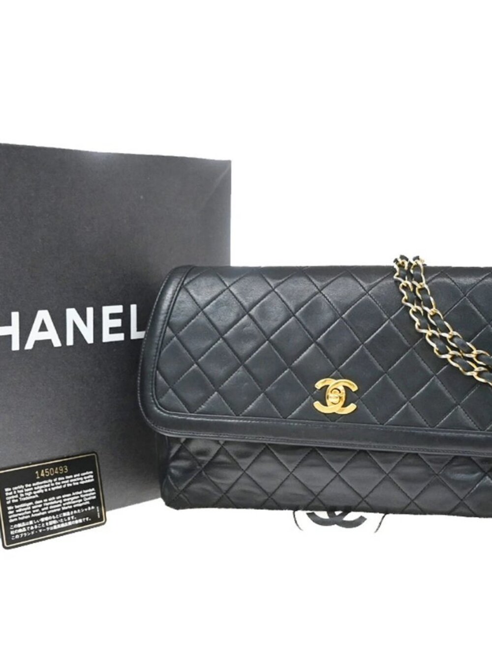 CHANEL CC Logo Matelasse Chain Shoulder Bag Leather GHW Black Vintage 625RP274